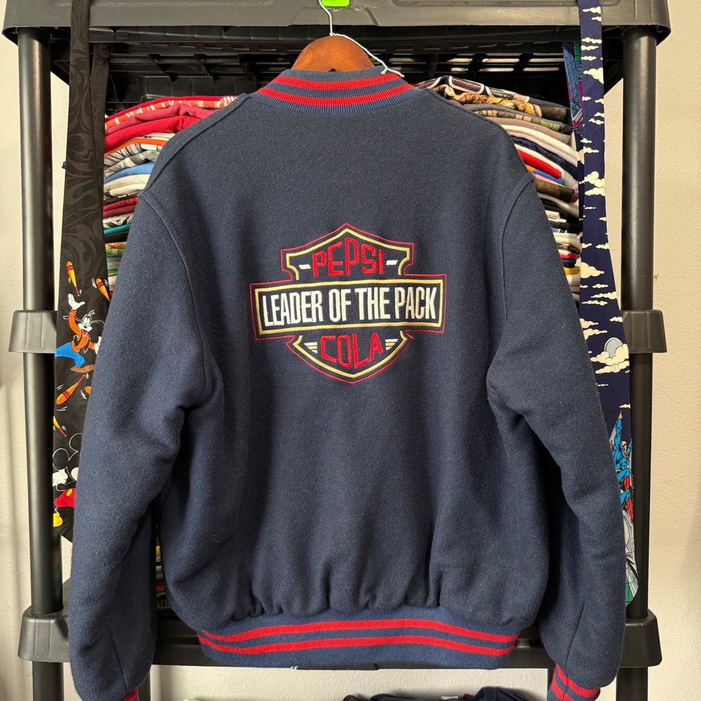 Vintage Navy Pepsi Leader Of The Pack Holloway Varsity Jacket XL